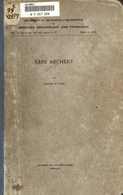 Cover of: Yahi archery
