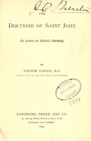 Cover of: The doctrine of St. John by Lowrie, Walter