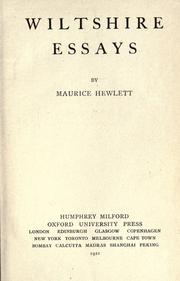 Cover of: Wiltshire essays.