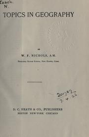Cover of: Topics in geography. by W.F Nichols
