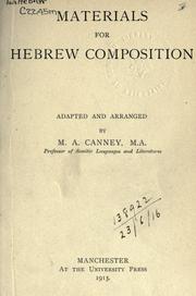 Cover of: Materials for Hebrew composition
