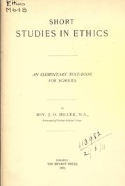 Cover of: Short studies in ethics.