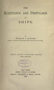 Cover of: The resistance and propulsion of ships