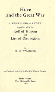 Cover of: Hove and the great war. by H. M. Walbrook
