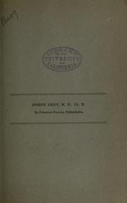 Cover of: Joseph Leidy, M.D., LL.D.