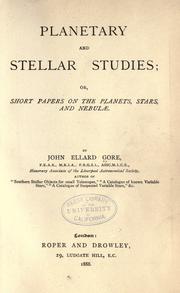 Cover of: Planetary and stellar studies