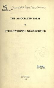 Cover of: The Associated Press vs. International News Service.