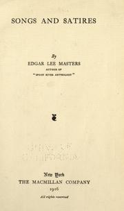 Cover of: Songs and satires by Edgar Lee Masters