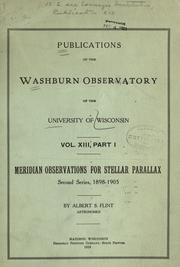 Meridian observations for stellar parallax .. by Albert S. Flint