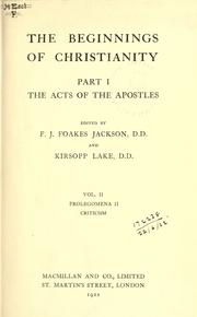Cover of: The beginnings of Christianity.