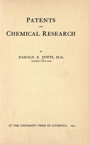 Cover of: Patents and chemical research