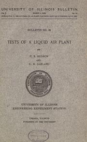 Cover of: Tests of a liquid air plant by Calude Silbert Hudson