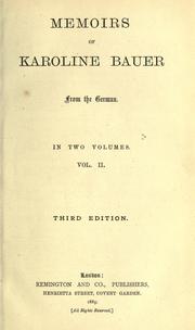 Cover of: Memoirs of Karoline Bauer by Karoline Bauer, Karoline Bauer