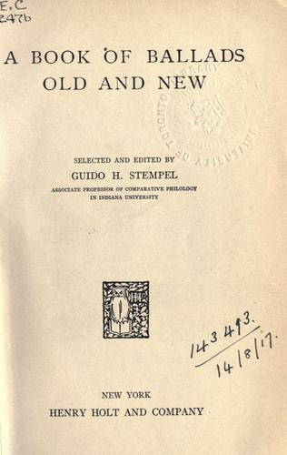 A book of ballads by Stempel, Guido Hermann