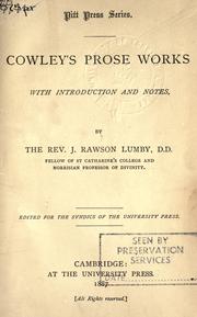 Cover of: Prose works: with introd. and notes