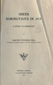 Cover of: Greek diminutives in -ION by Walter Petersen