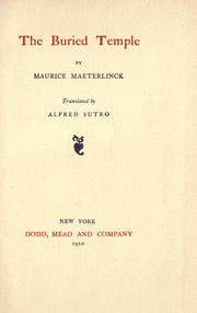 Cover of: Buried temple by Maurice Maeterlinck