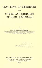 Cover of: Textbook of chemistry for nurses and students of home economics