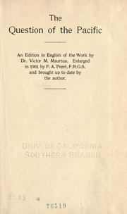 Cover of: The question of the Pacific by V©Øictor M. Maurtua