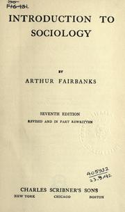 Cover of: Introduction to sociology. by Fairbanks, Arthur, Fairbanks, Arthur