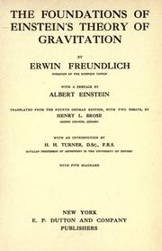 Cover of: foundations of Einstein's theory of gravitation.