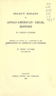 Cover of: Select essays in Anglo-American legal history