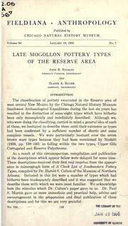 Late Mogollon pottery types of the Reserve area by John B. Rinaldo