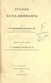 Cover of: Studies in Saiva-siddhanta.: With an introduction by V.V. Ramana Sastrin.