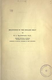 Cover of: Beginnings of the English essay.