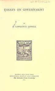 Cover of: Essays on government by A. Lawrence Lowell