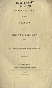 Cover of: Observations on the plans for the new library, etc.