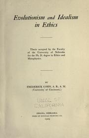 Front cover of Evolutionism and idealism in ethics by Cohn, Frederick.
