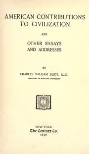 Cover of: American contributions to civilization by Charles William Eliot
