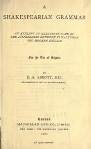Cover of: A  Shakespearian grammar. by Edwin Abbott Abbott
