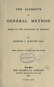 Cover of: The elements of general method by Charles Alexander McMurry