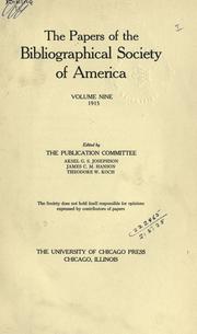 Cover of: Papers. by Bibliographical Society of America., Bibliographical Society of America.