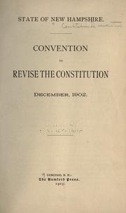 Cover of: Convention to revise the constitution, December, 1902.