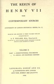 Cover of: The reign of Henry VII from contemporary sources. by A. F. Pollard