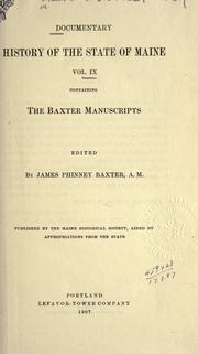 Cover of: Documentary history of the state of Maine. by Maine Historical Society