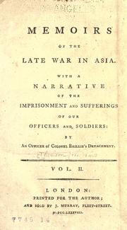 Cover of: Memoirs of the late war in Asia by William Thomson