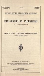 Cover of: Immigrants in industries. by United States. Immigration Commission (1907-1910)