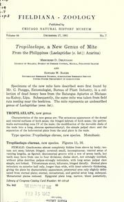 Cover of: Tropilaelaps, a new genus of mite from the Philipppines (Laelaptidae (s. lat.): Acarina) by Mercedes D Delfinado