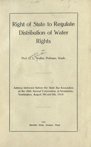 Cover of: Right of state to regulate distribution of water rights.