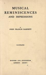 Cover of: Musical reminiscences and impressions by John Francis Barnett