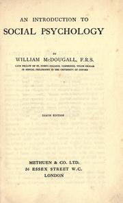 Cover of: An introduction to social psychology. by William McDougall, William McDougall