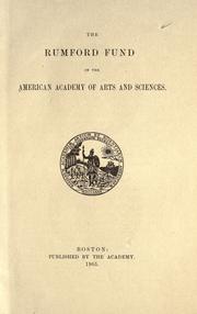 Cover of: The Rumford fund of the American academy of arts and sciences.