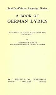 Cover of: A book of German lyrics by Friedrich Bruns