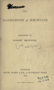 Cover of: Agamemnon. by Aeschylus