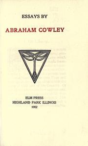 Essays by Abraham Cowley