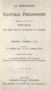 Cover of: An introduction to natural philosophy by Denison Olmsted